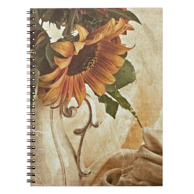 Rusty Orange Sunblommor Anteckningsbok (Framsidan)