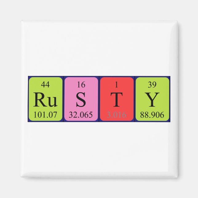 Rusty Periodisk magnet bord namn (Framsidan)