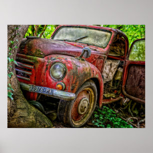 Rusty Red Lastbil Vintage Poster