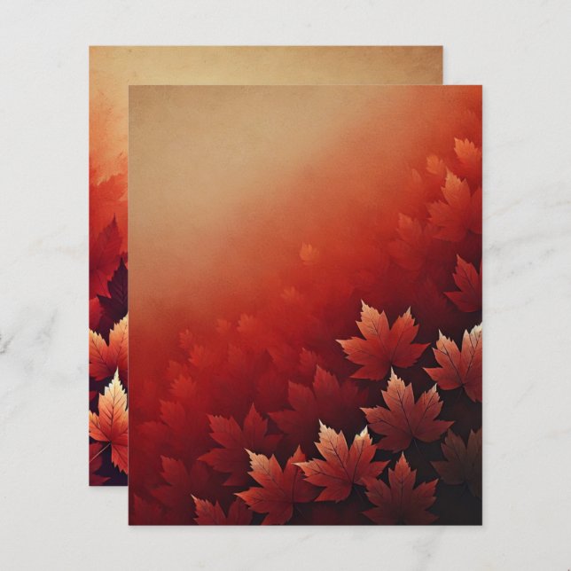 Rusty Red Maple Autumnal Ombre Scrapbook Papper (Fram/baksida)