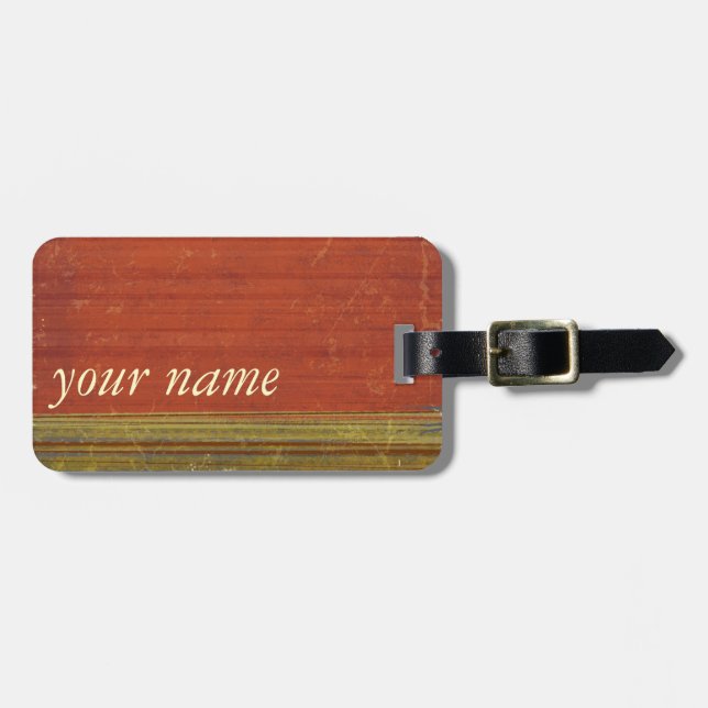 Rusty Red Muted Rand Luggage Tag Bagagebricka (Horisontell Framsida)