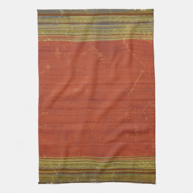 Rusty Red Muted Rand Tea Towel Kitchen Towel Kökshandduk (Vertikal)