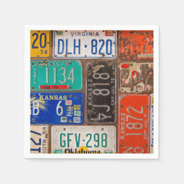 Rusty Retro-registreringsskyltsamling Pappersservett