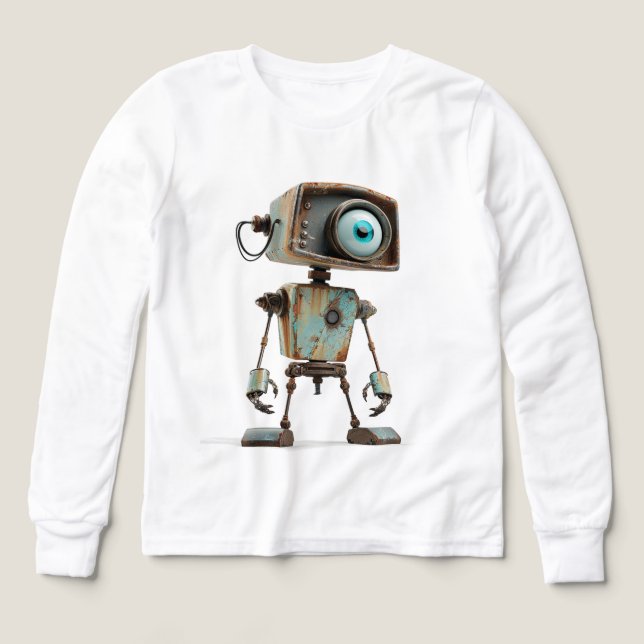 Rusty Retro Robot - Wide Eyed Explorer T Shirt (Design framsida)