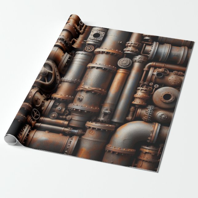 Rusty Rör Wrapping Papper Presentpapper (Utrullad)