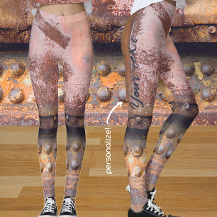 Rusty rosa brun metall leggings