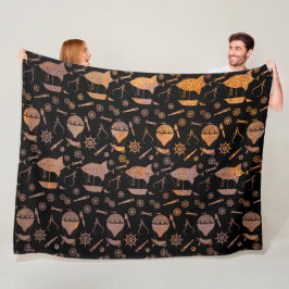 Rusty Steampunk Airship Theme Fleecefilt