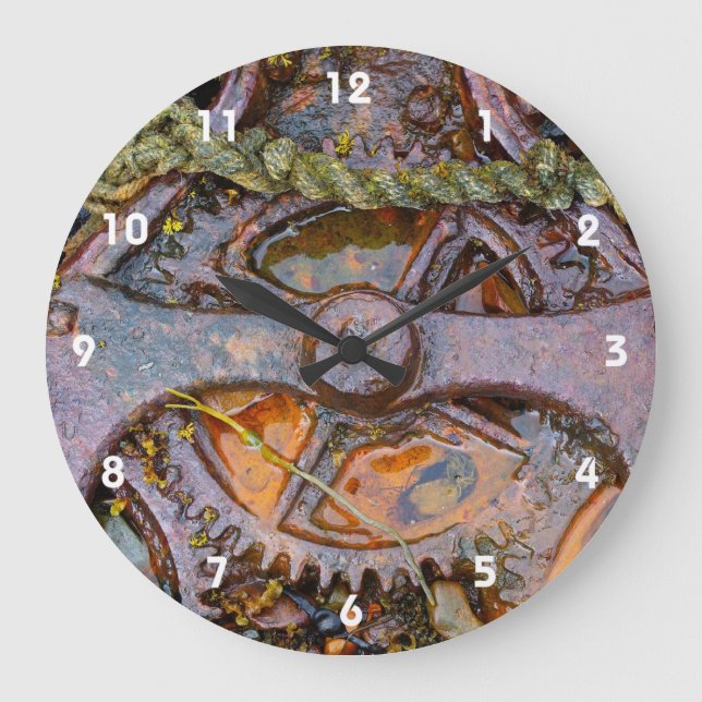 Rusty steampunk machinary cogs stor klocka (Framsida)