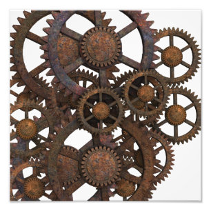 Rusty Steampunk Metall Gears Fototryck