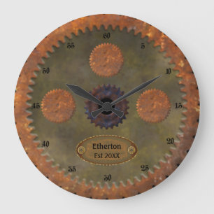 Rusty Steampunk Personlig Clock Stor Klocka