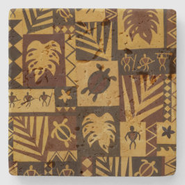 Rusty Tapa Hawaiian Petroglyph Stone Underlägg