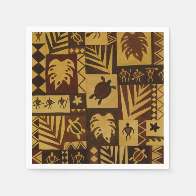 Rusty Tapa Hawaiian Warrior Papper Napkins Pappersservett (Framsidan)