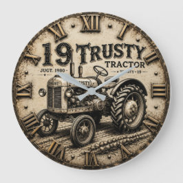 Rusty Tractor Vintage Farm Stor Klocka