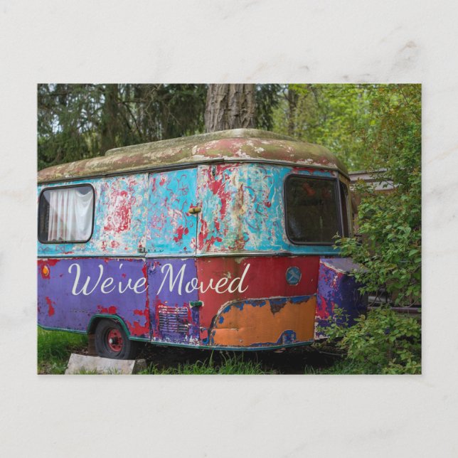 Rusty Trailer vi har Flyttat vykort (Framsida)