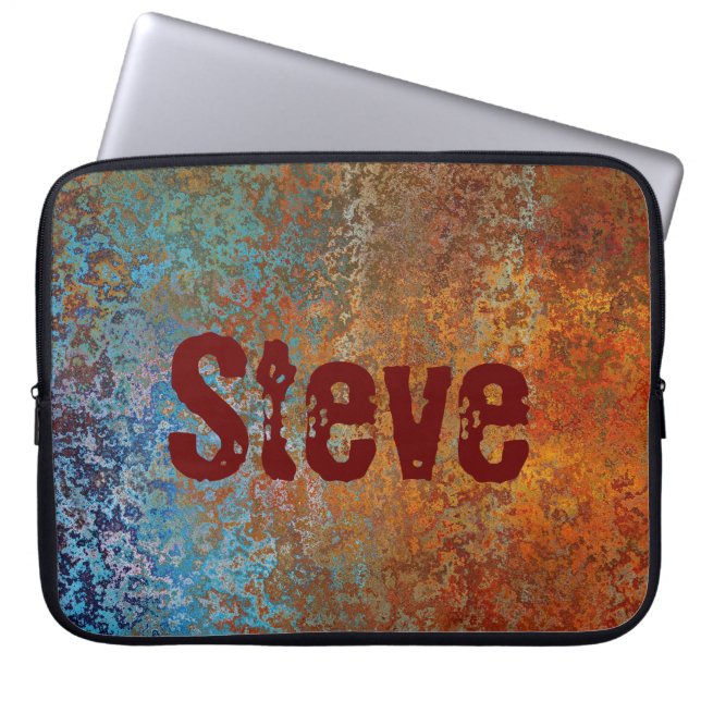 Rusty, Verdigris, Grunge Steampunk Laptop Fodral (Framsidan)