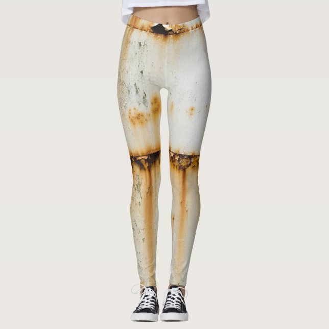 Rusty White Metall: Texturerad Yta Leggings (Framsida)