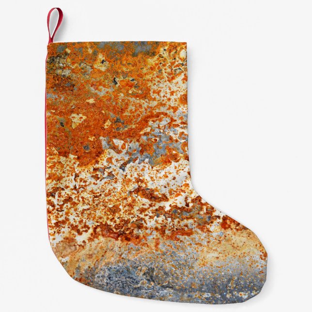 Rusty zinc: grunge struktur bakgrund. liten julstrumpa (Framsidan)