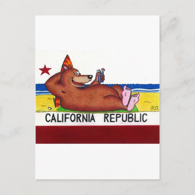 Rusty's California Bear Flagga Vykort (Framsida)