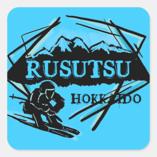 Rusutsu Hokkaido Japan Blue ski logotyp-klistermär Fyrkantigt Klistermärke
