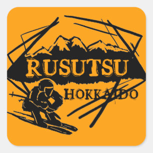 Rusutsu Hokkaido Japan orange ski logotyp-klisterm Fyrkantigt Klistermärke