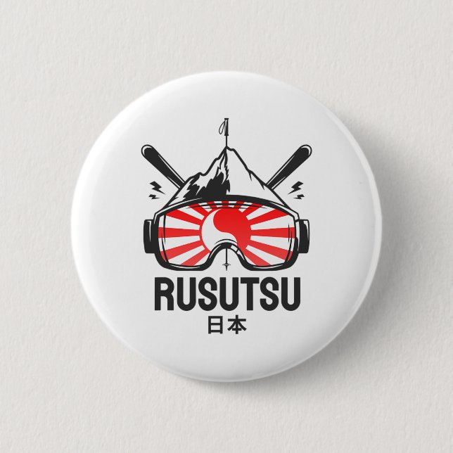 Rusutsu Japan Ski Resort Retro Skiing Knapp (Framsida)