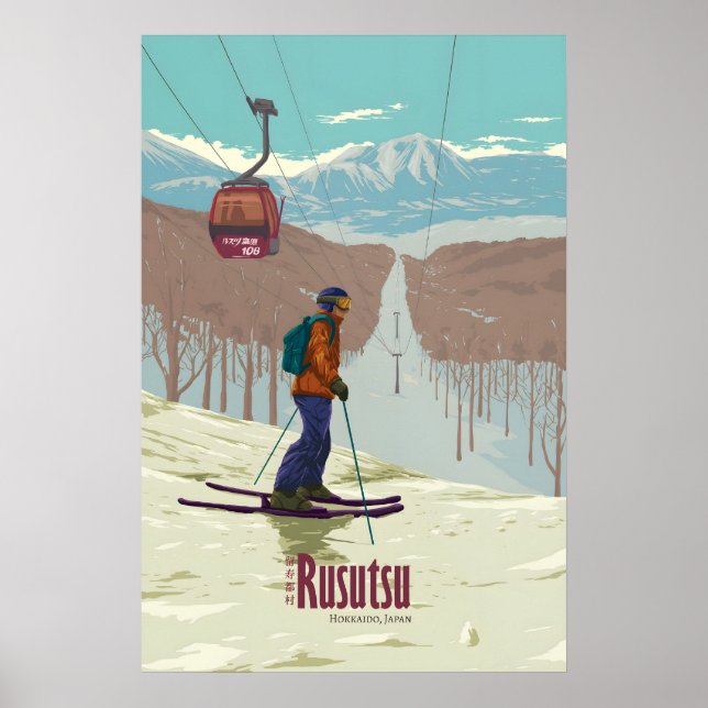Rusutsu Japan Skidort Resor Travelaffisch Poster (Framsidan)