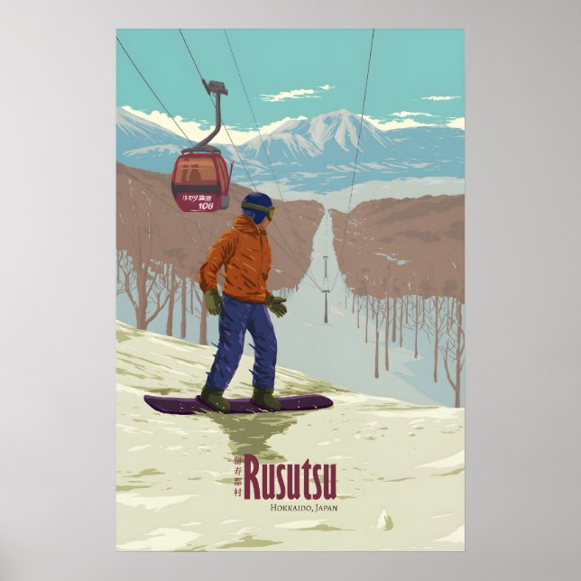 Rusutsu Japan Snowboard Resorera Klippat Affisch (Framsidan)