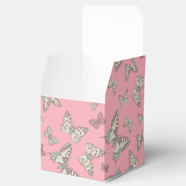 Ruta för fjärilsmugglad rosa-bröllop presentaskar (Öppnad)