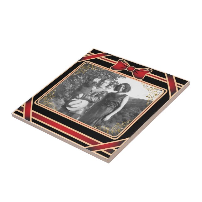 Ruta för Red Ribbon Photo Template Kakelplatta (Sidan)