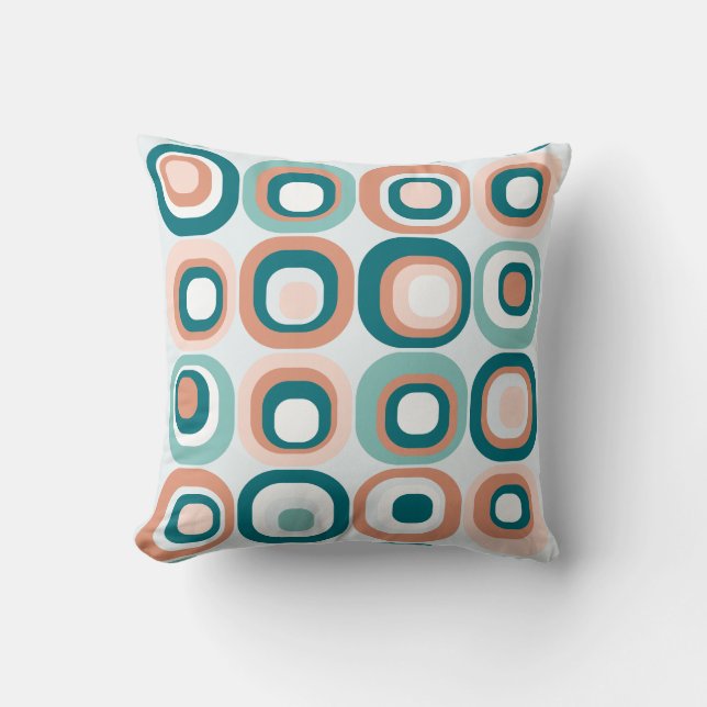 Rutade rutor Mid Century Mod Teal, Persika Kudde (Framsida)