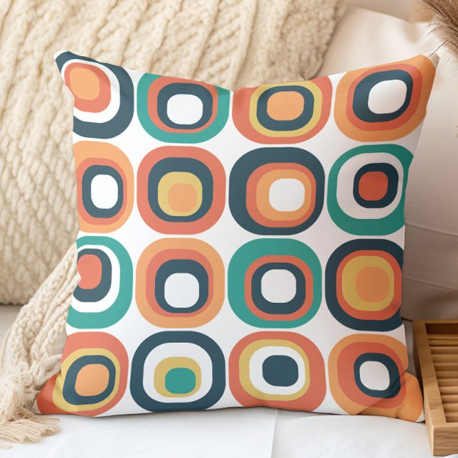 Rutade rutor Mid Century Turkos, Orange, Gul Kudde (Skapare uppladdad)