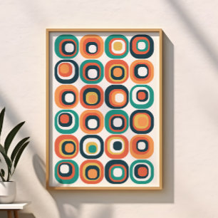 Rutade rutor Mid Century Turkos, Orange, Gul Poster