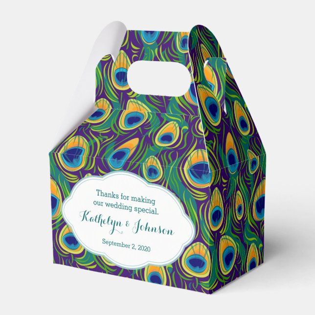 Rutan för gåva av Peacock Feather Mönster Presentaskar (Framsidan Sidan)