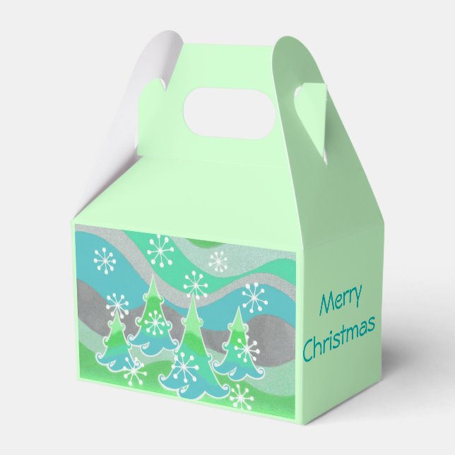 Rutan God jul för Grönten Vinter Träd Presentaskar (Framsidan Sidan)