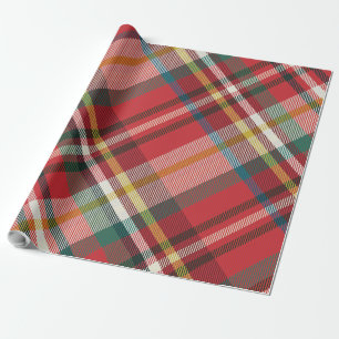 Rutcheckad jul röd rustic presentpapper