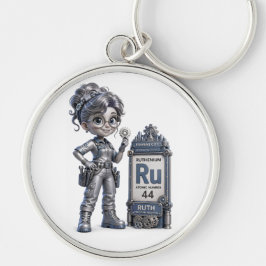 Rutenium (Ru) Elem Rund Silverfärgad Nyckelring