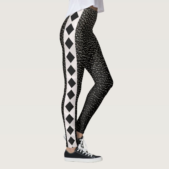 Ruter Strejka Läderlår Leggings (Höger)