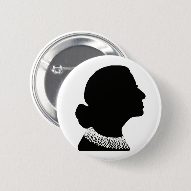 Ruth Bader Ginsberg Silhouette Button Pin Knapp (Framsida & baksida)