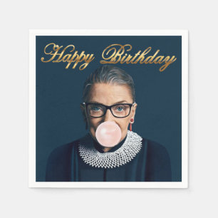 Ruth Bader Ginsburg blåser rosa tuggummibubbla Pappersservett