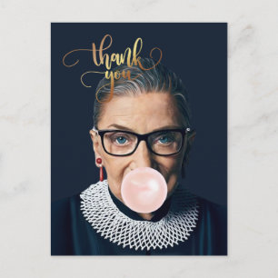 Ruth Bader Ginsburg Blåser tuggummi Tack Vykort