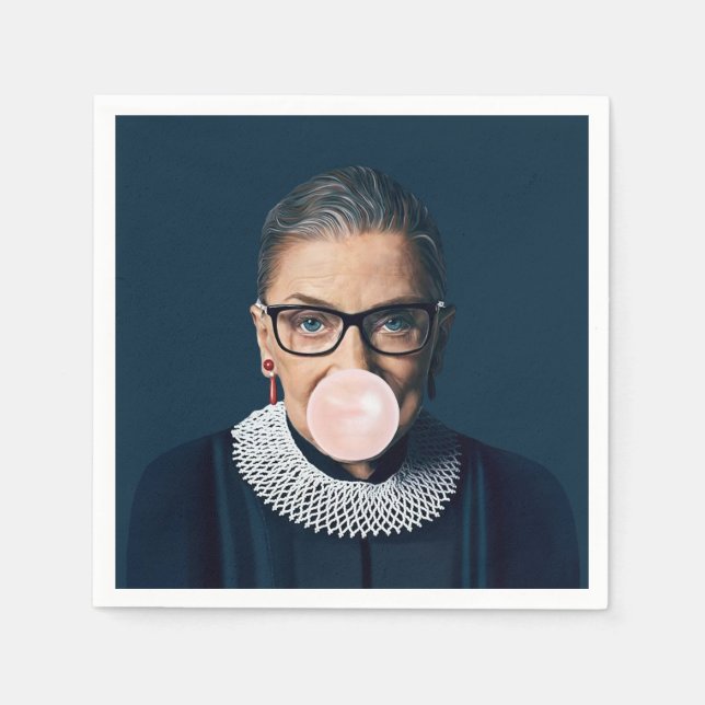 Ruth Bader Ginsburg Blowing Rosa Bubble gumm Pappersservett (Framsidan)