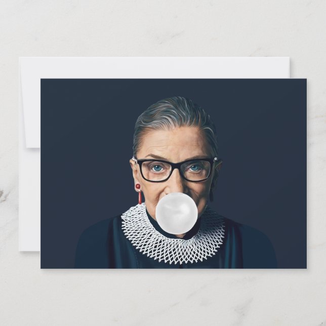 Ruth Bader Ginsburg Blowing White Bubble gumm Inbjudningar (Framsida)