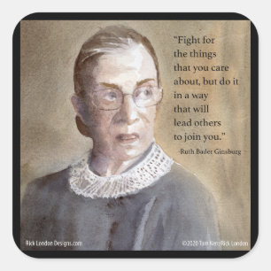 Ruth Bader Ginsburg & Citat Fyrkantigt Klistermärke