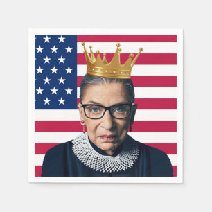 Ruth Bader Ginsburg-krona och USA:s flagga Pappersservett
