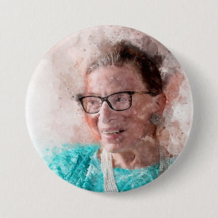 Ruth Bader Ginsburg Leende Vattenfärg Porträtt T Knapp