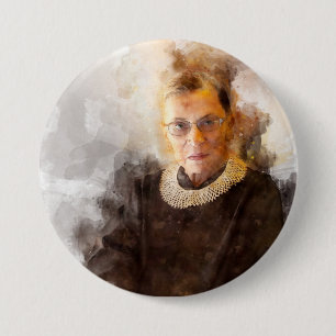 Ruth Bader Ginsburg med domare Robe Porträtt Knapp