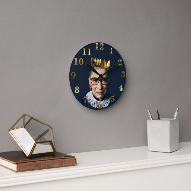 Ruth Bader Ginsburg med Guld Krona Rund Klocka (Kontor)