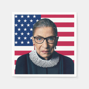 Ruth Bader Ginsburg och USA flagga Pappersservett