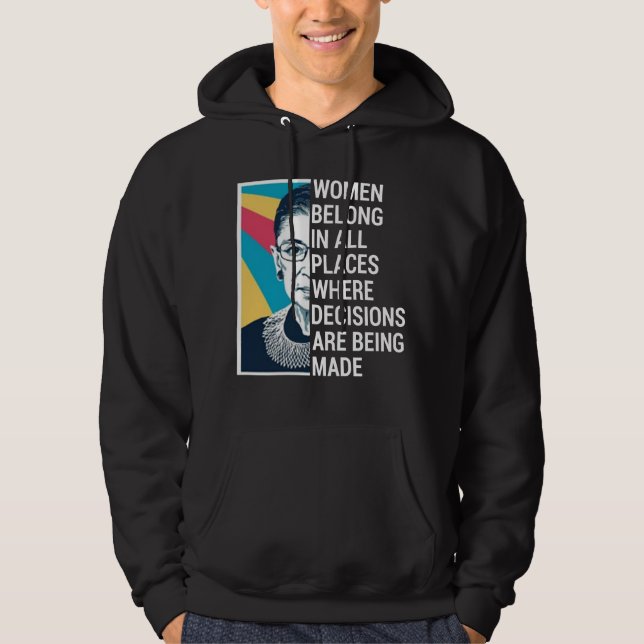 Ruth Bader Ginsburg Quote, SCOTUS, Notorious RBG Hoodie (Framsida)