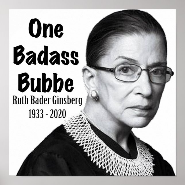 Ruth Bader Ginsburg RBG Död Minnesmärke Ära Bubbe Poster (Framsidan)